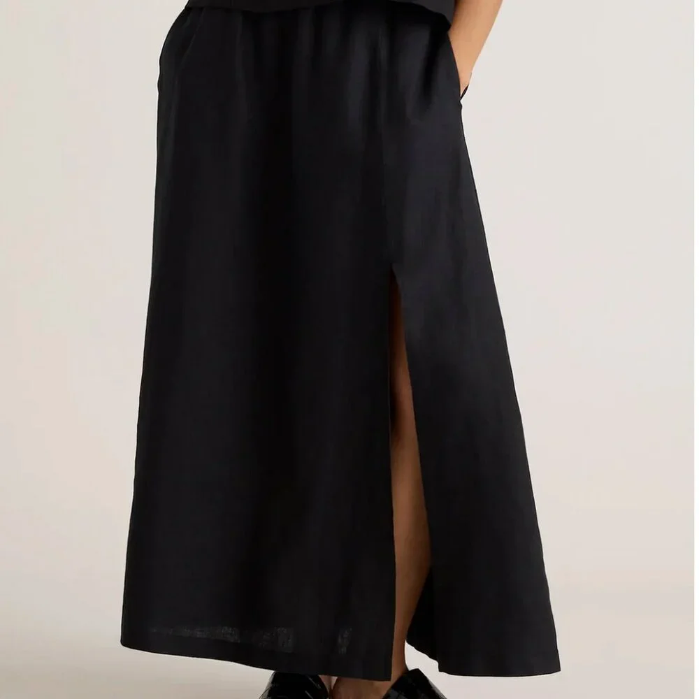 Black Lg 100% European Linen Skirt from Quince - Picture 1 of 4